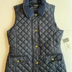 Ralph Lauren Quilted Vest in Navy with Yellow Accents